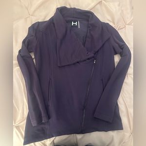H By Bordeaux Purple Asymmetrical Fleece Jacket, Size XS